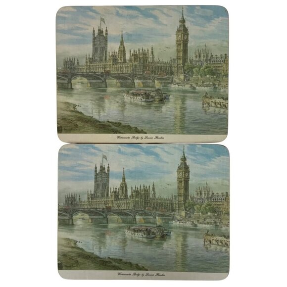 Vintage Clover Leaf Placemats Set of 8 English Landmarks by Dennis Flanders - Picture 2 of 6
